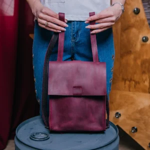 Alternative view of leather backpack women,Mini leather backpack