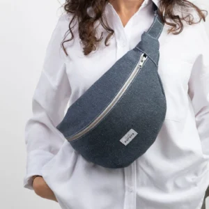 Alternative view of XL banana bag, chest bag - denim blue cotton fabric