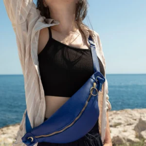 Leather belt bag for women