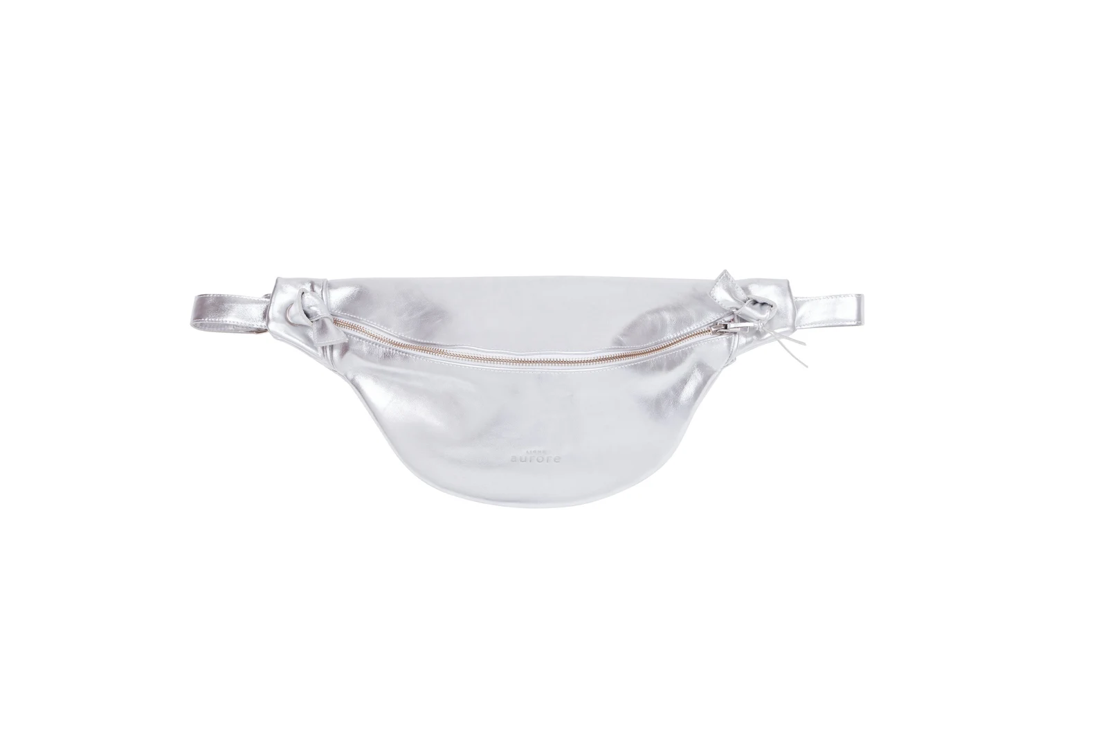 XL fanny pack, chest bag - Silver-colored cowhide leather - Image 5