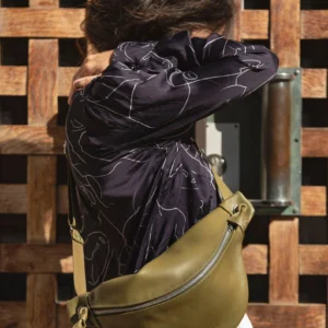 XL fanny pack, chest bag, khaki leather