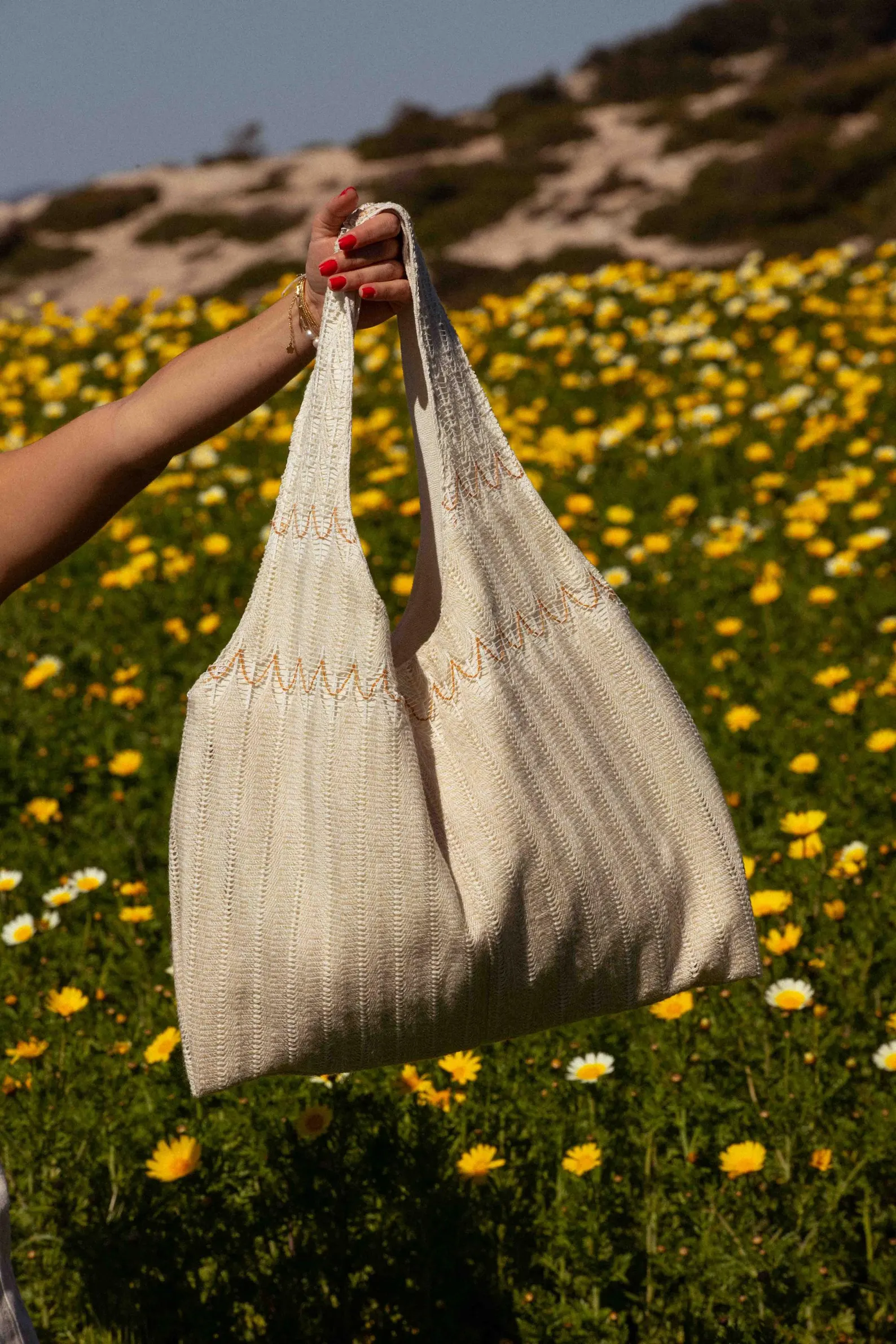 Marthe tote bag - vintage crochet fabric - Image 6