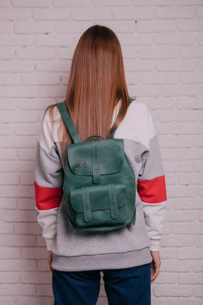 Brown Women Leather Backpack,School rucksack,Satchel Leather - Image 2