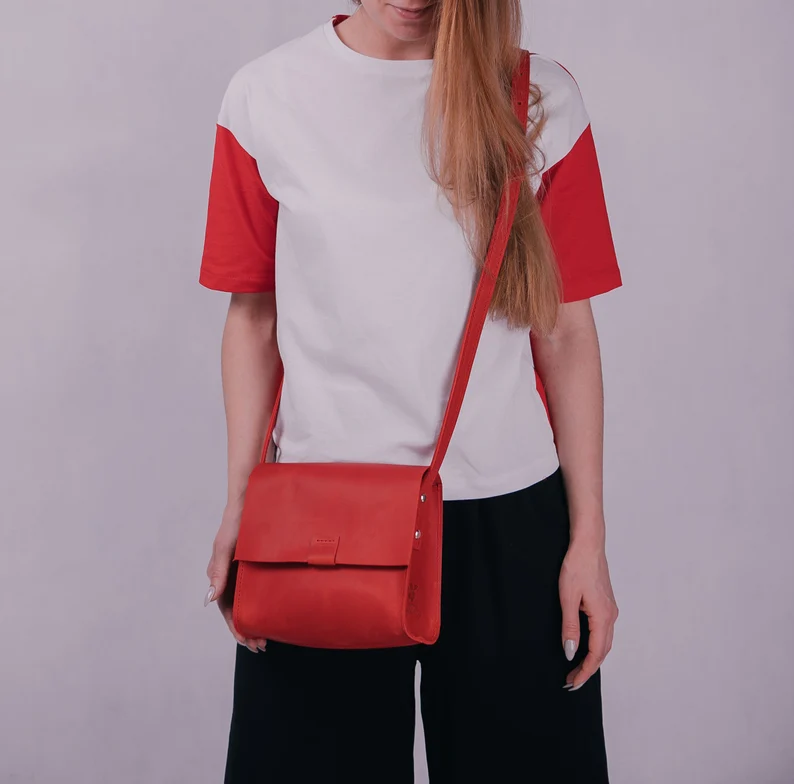 Leather city Bag,Shoulder bag for woman,Leather crossbody bag - Image 2