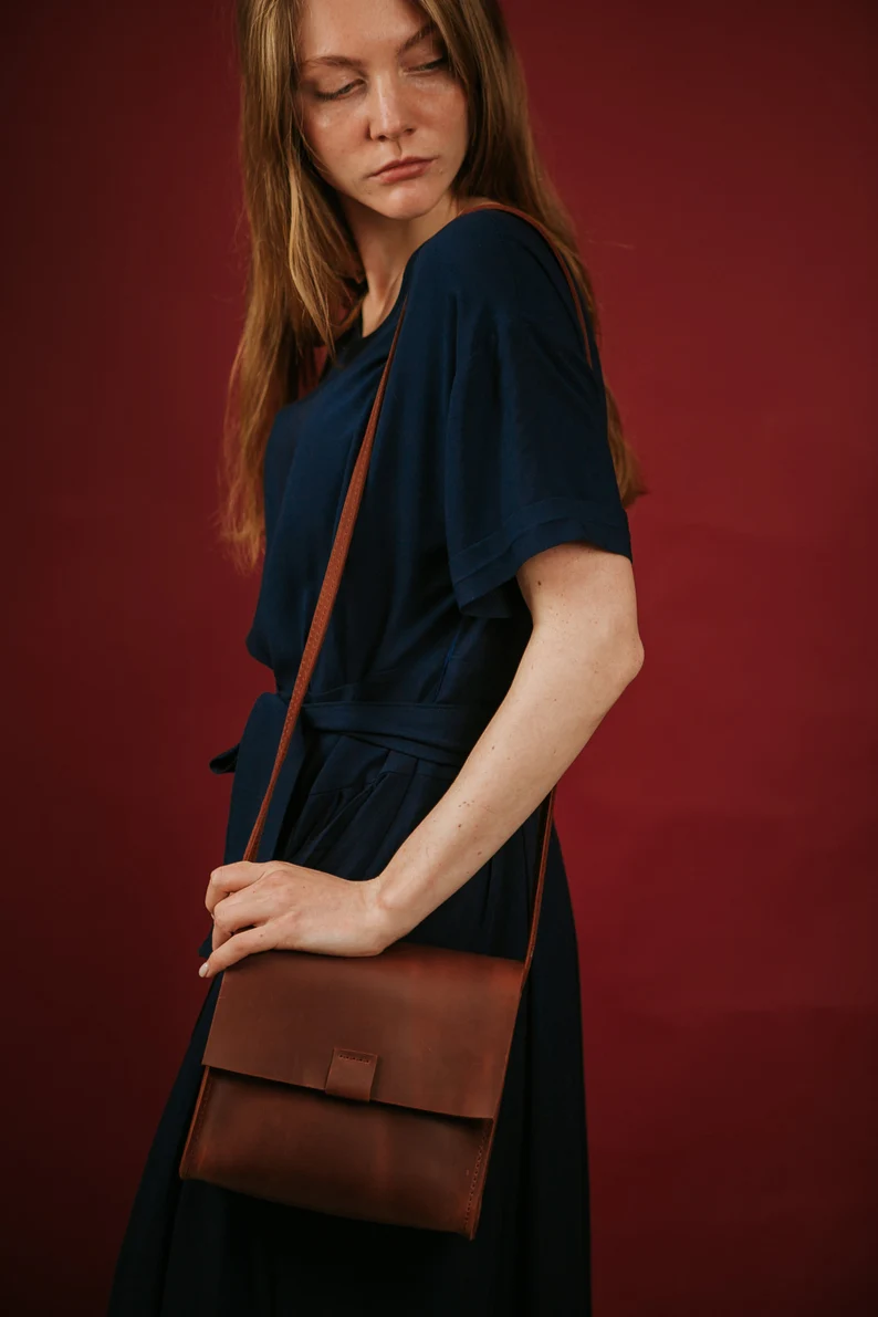 Leather city Bag,Shoulder bag for woman,Leather crossbody bag - Image 4