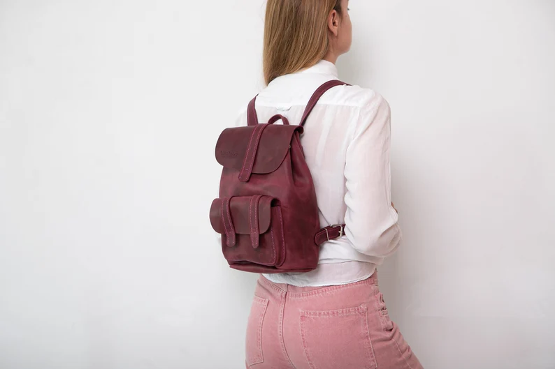 Brown Women Leather Backpack,School rucksack,Satchel Leather - Image 9