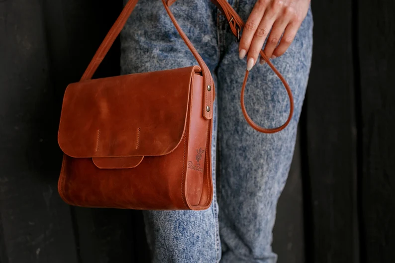 Purple Leather Crossbody Bag Women Shoulder Bag Mini Bag - Image 8