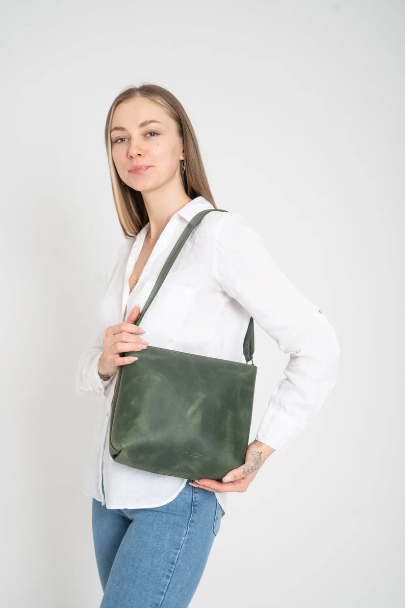 Black Leather Crossbody Bag Women Shoulder Bag Mini Bag - Image 9